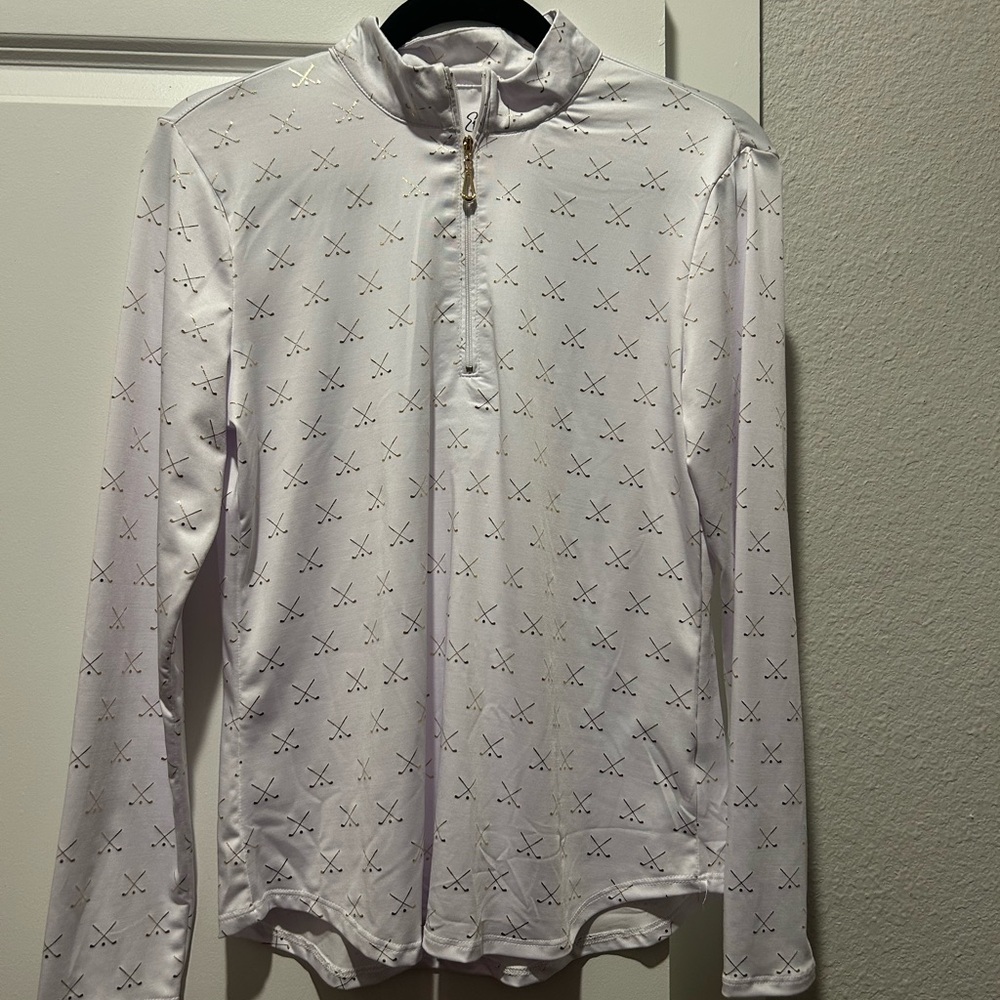 Emerald White Shirt with Gold Accents